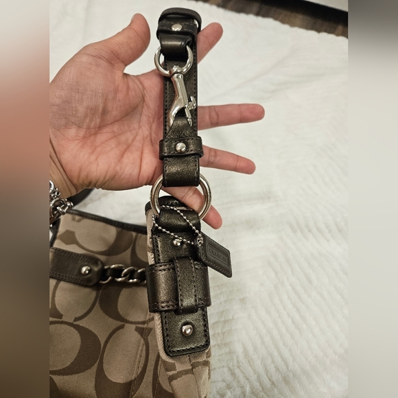 Coach Canvas Signature Chain Duffle Hangbag W/ Crossbody and Shoulder Bag - Picture 13 of 17